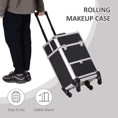 Valise de maquillage roulante professionnelle en aluminium