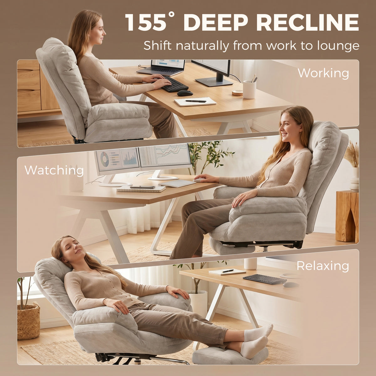 Chaise de bureau criss-cross grand confort avec repose-pieds