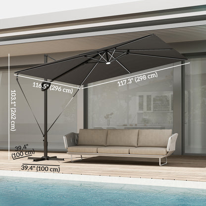 Parasol déporté avec lumières solaires UPF50+