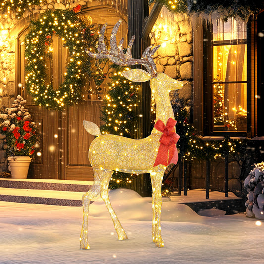 Décoration Renne Lumineux LED Noël Or