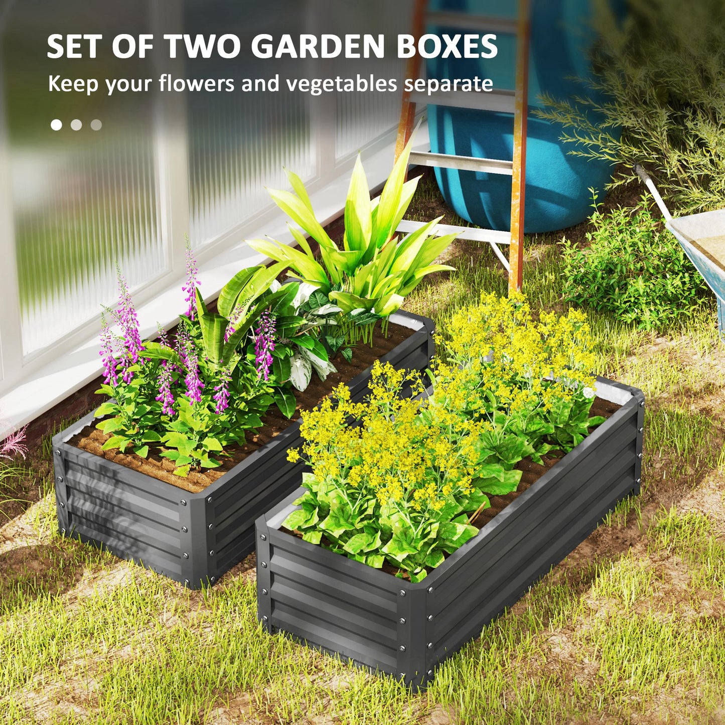 Bacs de jardinage surélevés galvanisés ensemble de 2