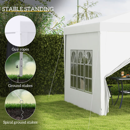 Tente Popup Extérieure 3m x 3m Gazebo Mariage — Blanc
