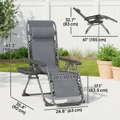 Chaises longues zéro gravité pliantes ensemble de 2