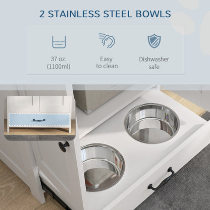 Station d'alimentation chien avec rangement ajustable