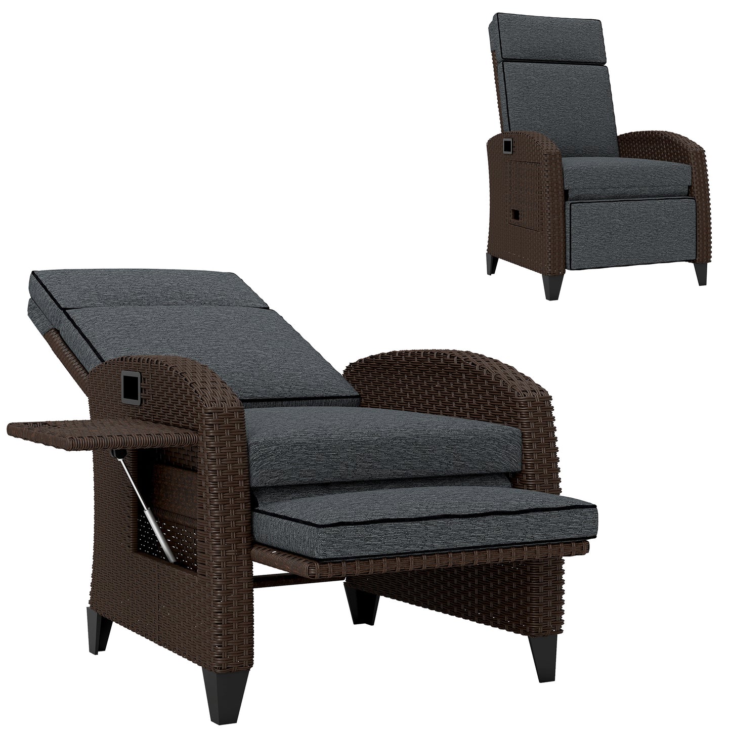 Chaise longue inclinable rotin avec dossier ajustable