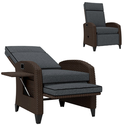 Chaise longue inclinable rotin avec dossier ajustable