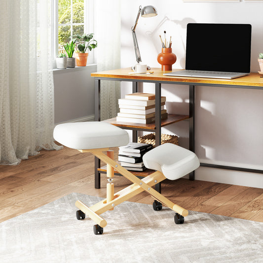 Chaise à genoux ergonomique avec cadre en bois d'hévéa