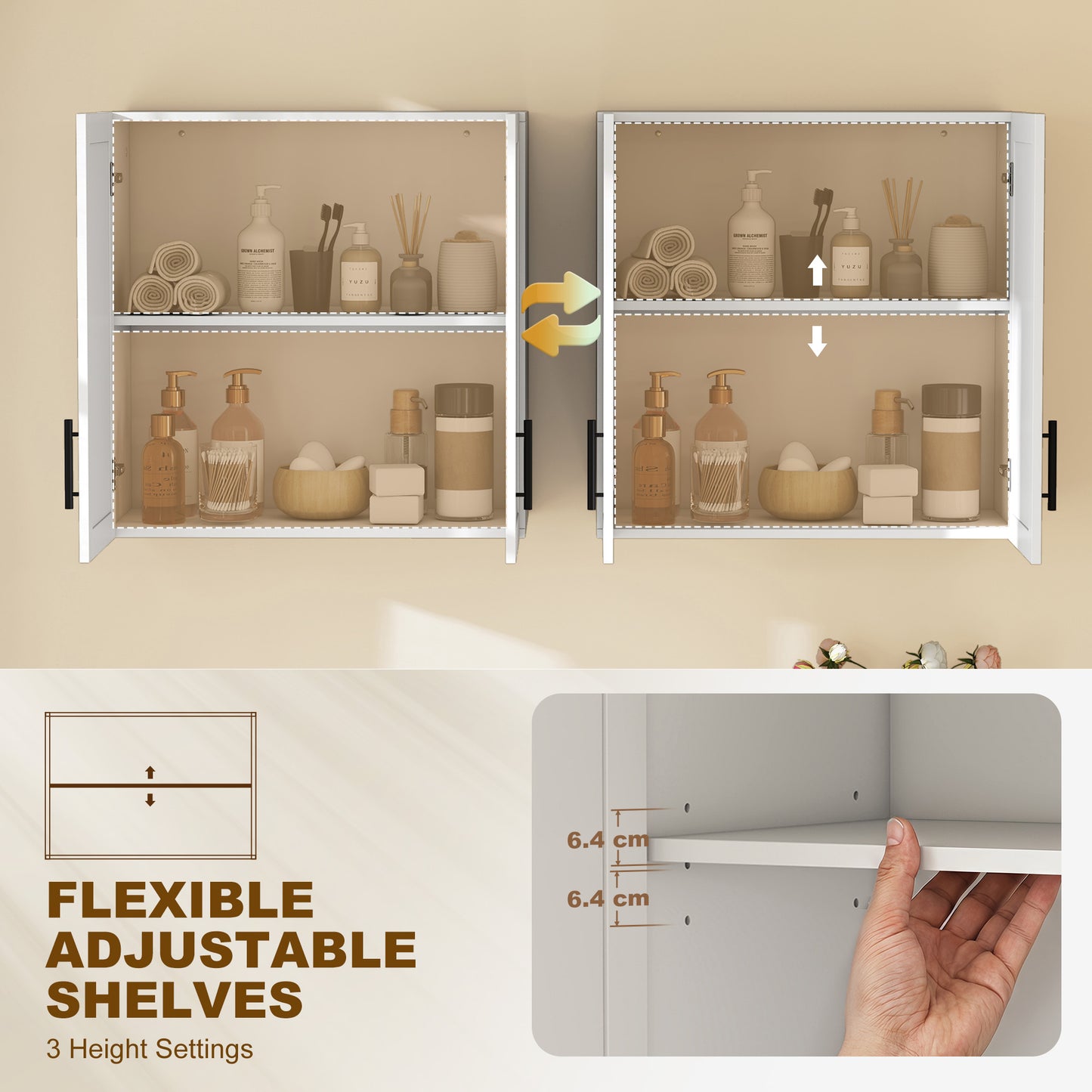 Armoire murale salle de bain 2 portes — blanc
