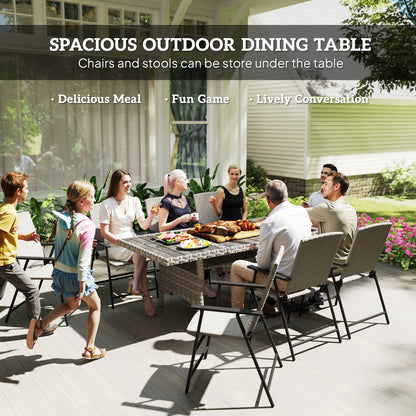 Table de patio à manger pour 6-8 personnes avec tablette