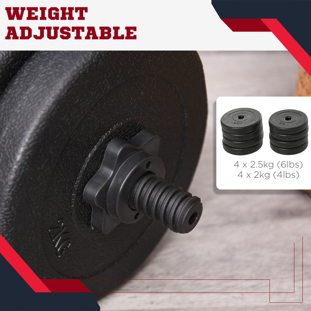 Ensemble d'haltères ajustables 2 x 10 kg