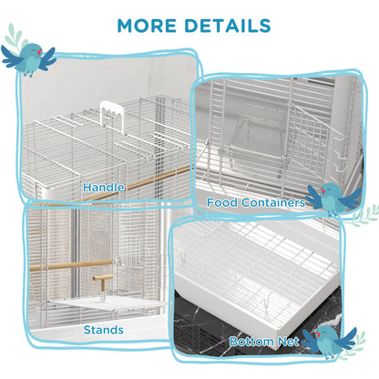 Cage à oiseaux avec perchoirs en bois et plateau amovible