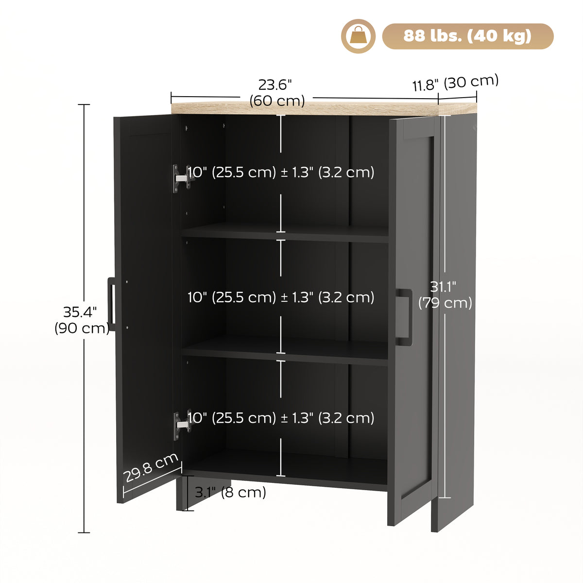 Armoire de rangement avec portes et étagère ajustable