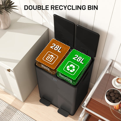 Poubelle double à pédale 2 x 28 litres