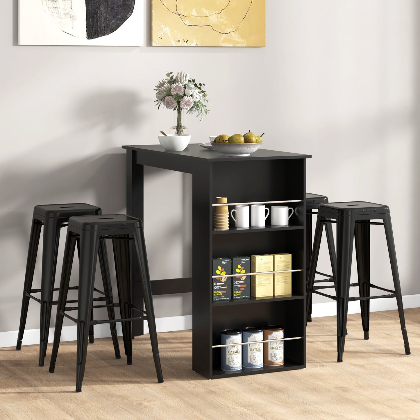 Table haute cuisine 3 tablettes rangement