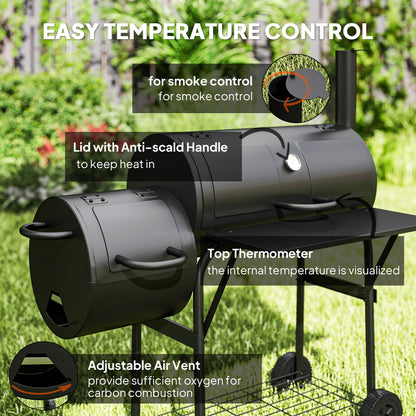 BBQ portable au charbon avec fumoir offset
