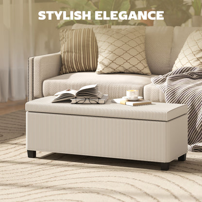 Banc de rangement en velours côtelé