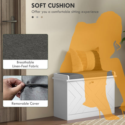 Banc d'entrée coffre à chaussures avec coussin