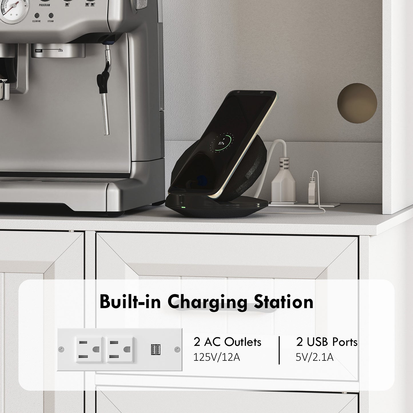 Armoire de cuisine avec station de recharge 180 cm