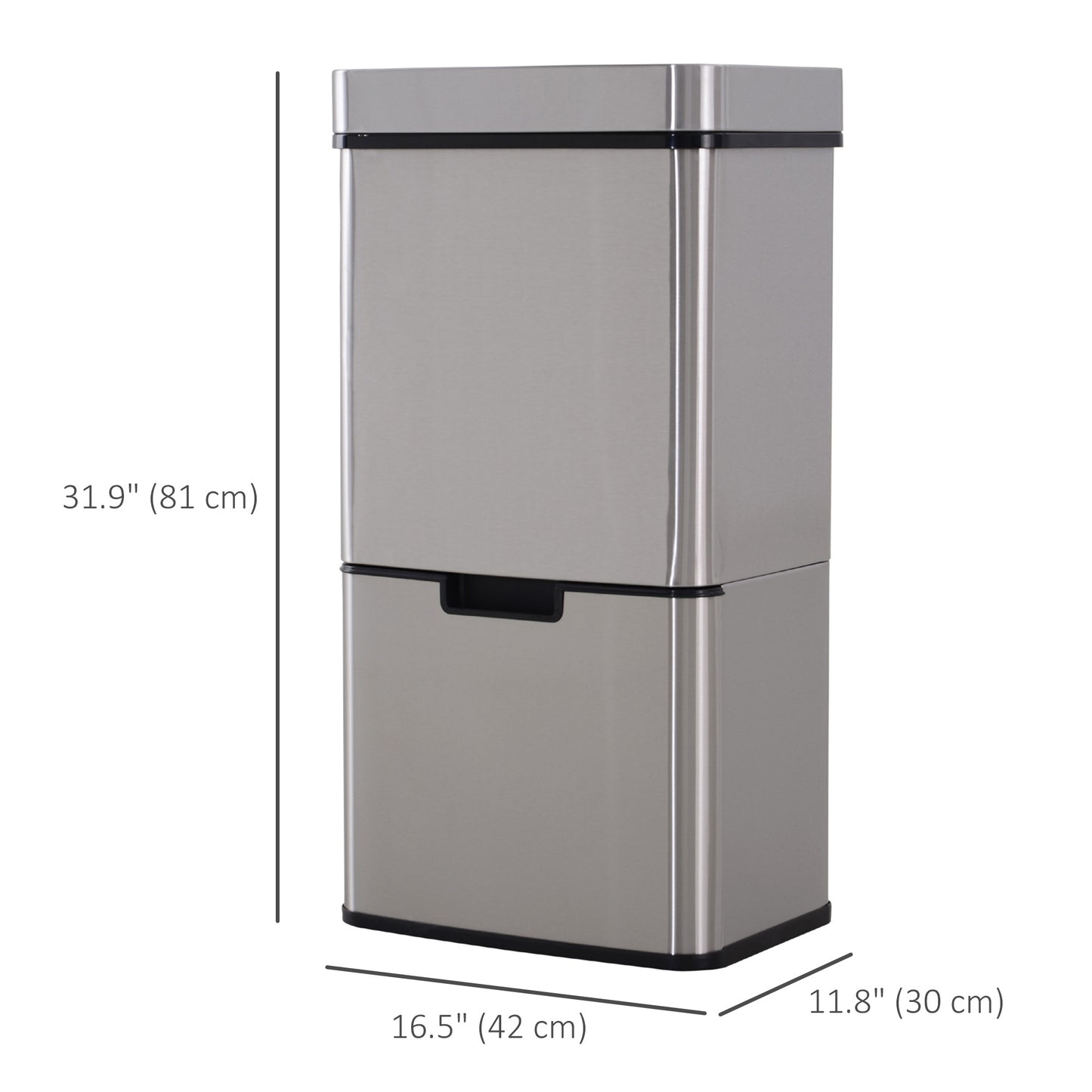 Poubelle à capteur 3 compartiments 72 L — Inox