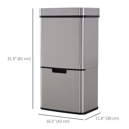 Poubelle à capteur 3 compartiments 72 L — Inox
