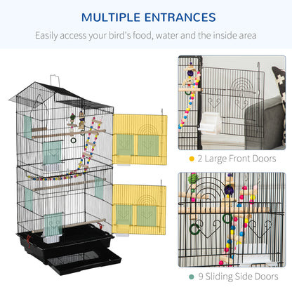 Cage à oiseaux spacieuse avec jouets et accessoires