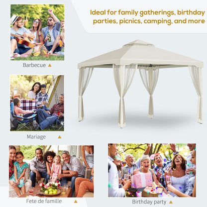Gazebo patio toit double moustiquaire 2,9m x 2,9m