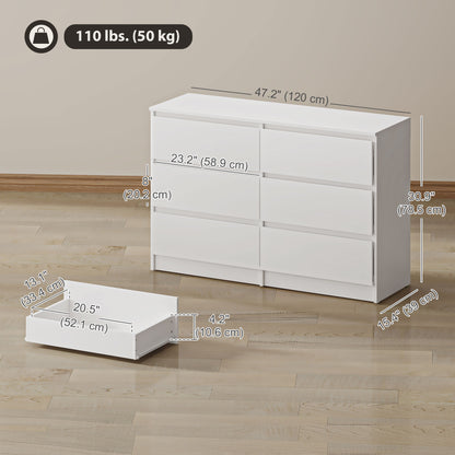 Commode moderne six tiroirs pour chambre et salon