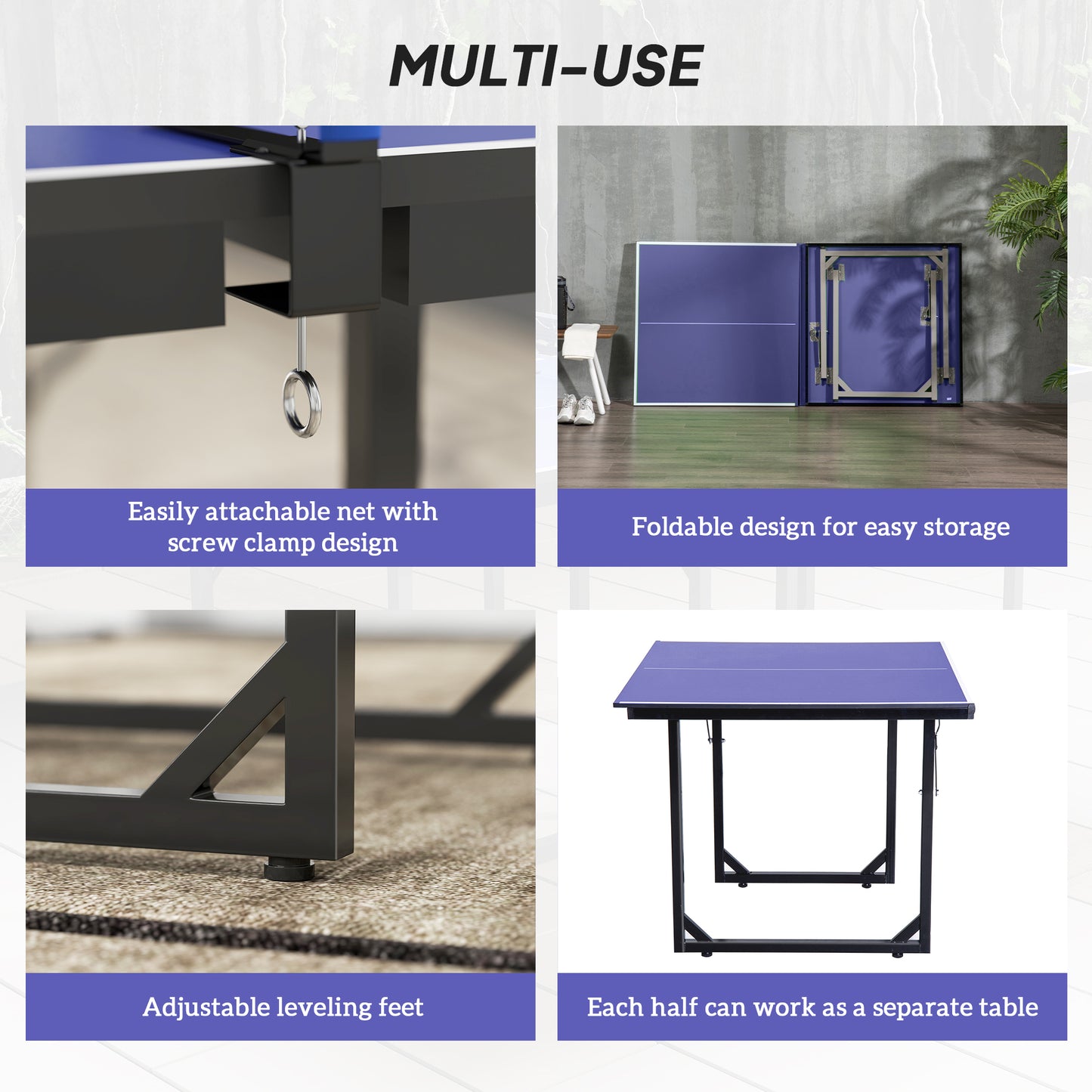 Table de ping-pong pliante compacte multiusage 6x3pi