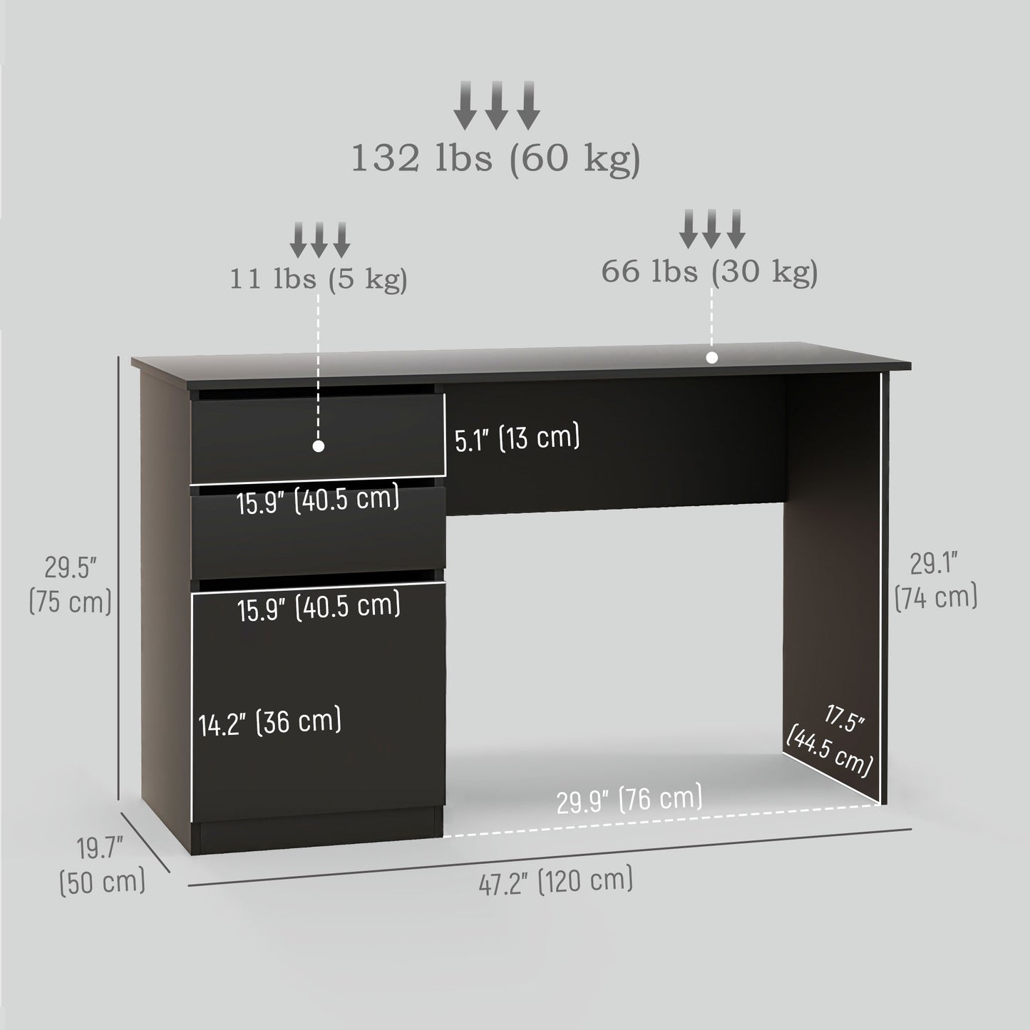 Bureau informatique avec tiroirs et armoire