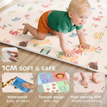 Tapis de jeu bébé double face pliable en mousse XPE