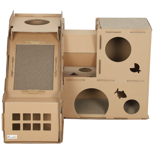 Maison pour chat en carton à niveaux multiples
