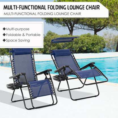 Chaise longue zéro gravité pliable avec auvent
