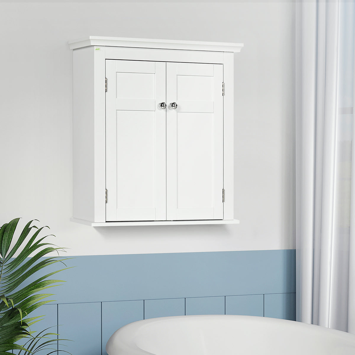 Armoire murale salle de bain portes doubles étagères ajustables