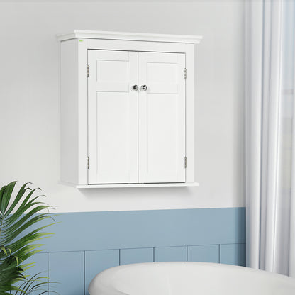 Armoire murale salle de bain portes doubles étagères ajustables