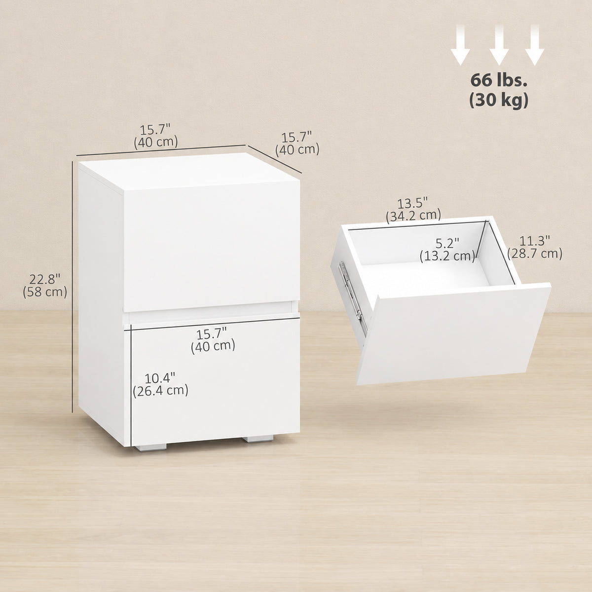 Table de chevet moderne 2 tiroirs — Lot de 2
