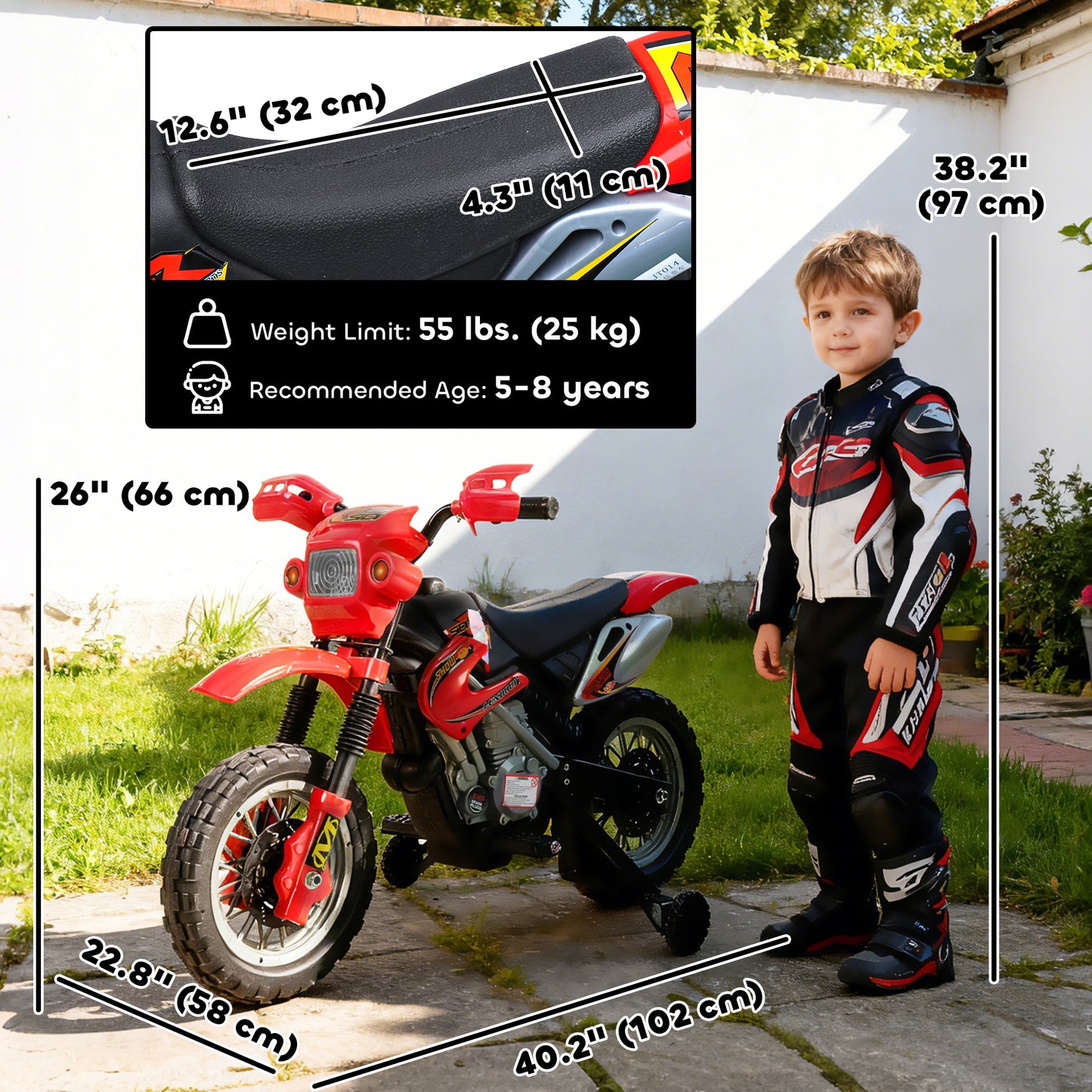Moto électrique enfant 6V avec roues stabilisatrices