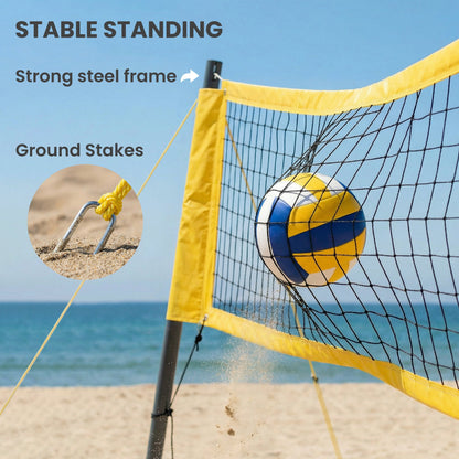 Ensemble filet de volleyball portatif avec poteaux réglables
