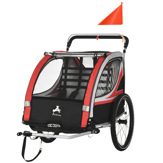 Remorque vélo enfants 3-en-1 avec 2 sièges
