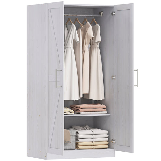 Armoire penderie style fermette 2 portes coulissantes