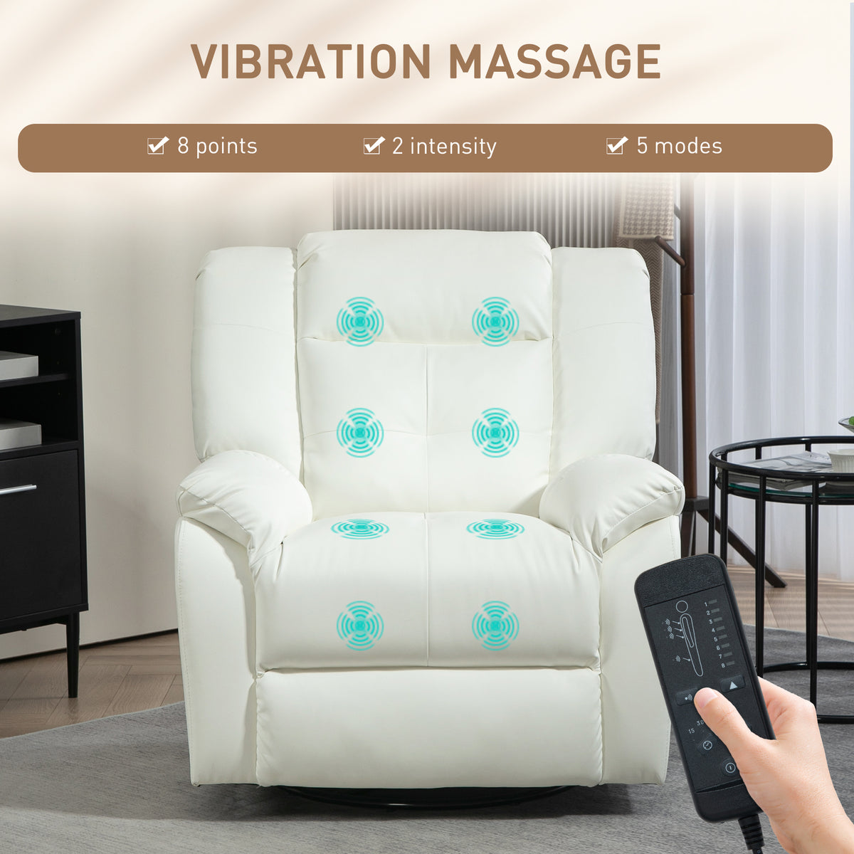 Fauteuil inclinable de massage vibrant en similicuir