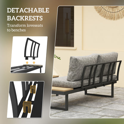 Ensemble patio sectionnel aluminium modulaire 3 pièces