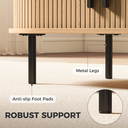 Table basse portes tambour coulissantes pieds métal