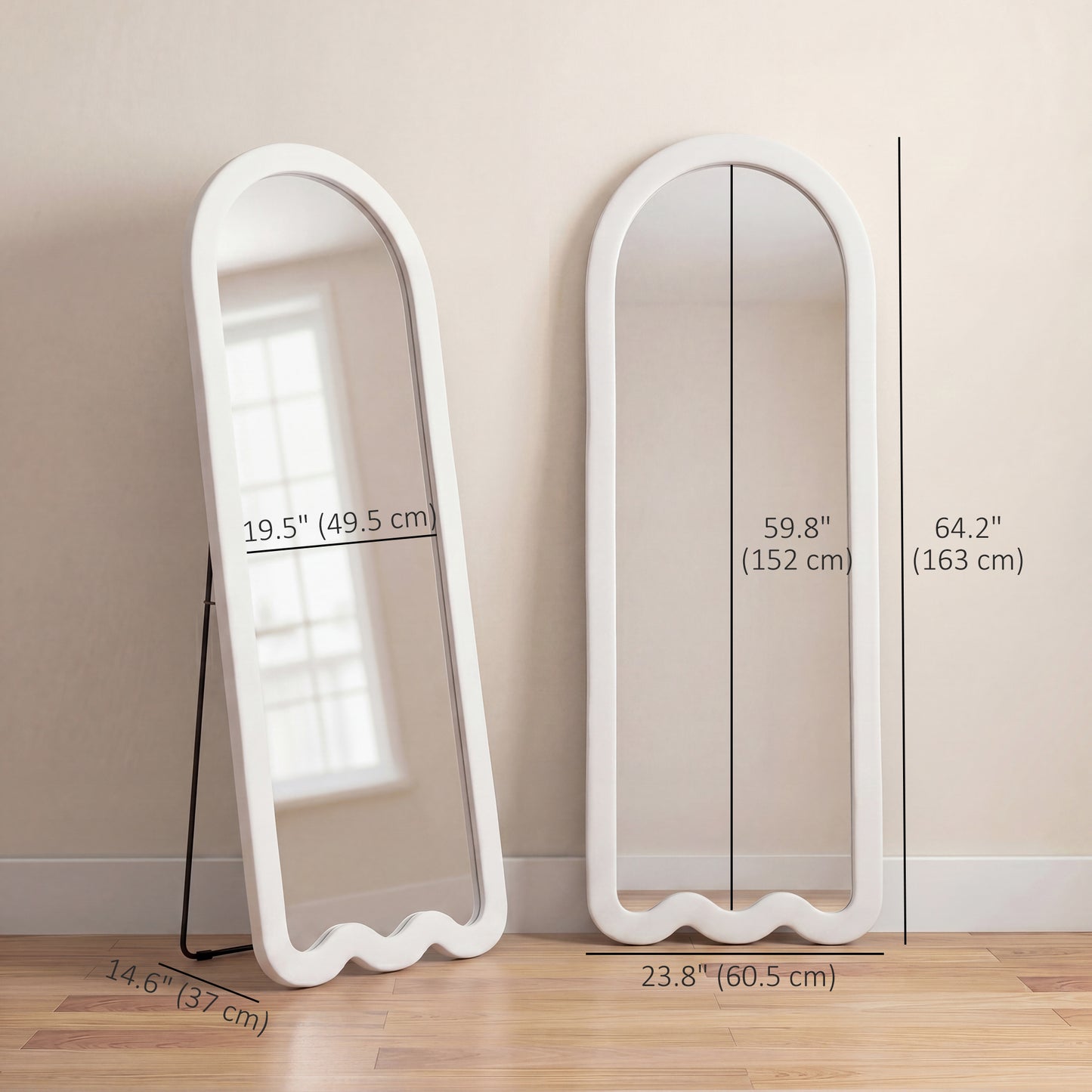 Miroir pleine longueur cadre velours voûté arqué