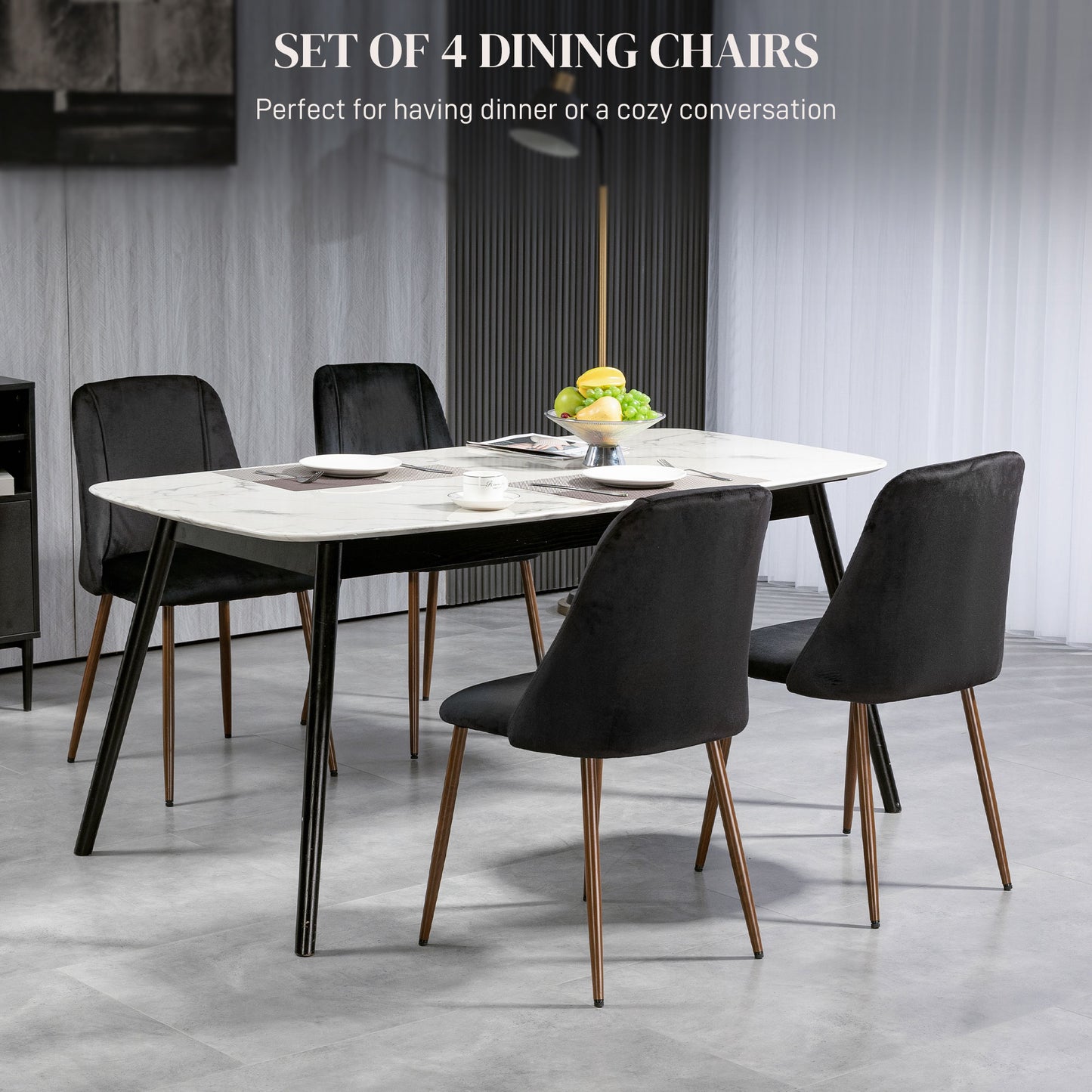 Chaises de salle à manger rembourrées velours ensemble 4