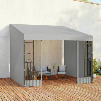 Pergola murale en acier 3 x 3 m avec rideaux