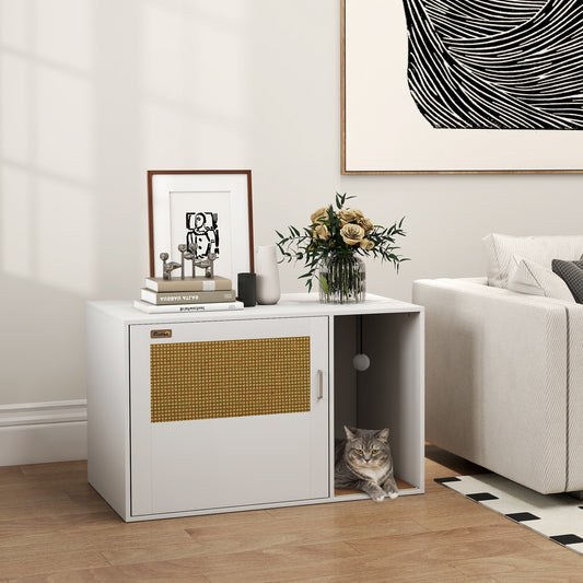Meuble litière pour chat style boho