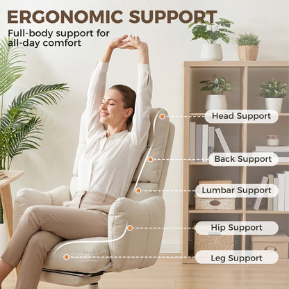 Chaise de bureau ergonomique inclinable avec repose-pieds