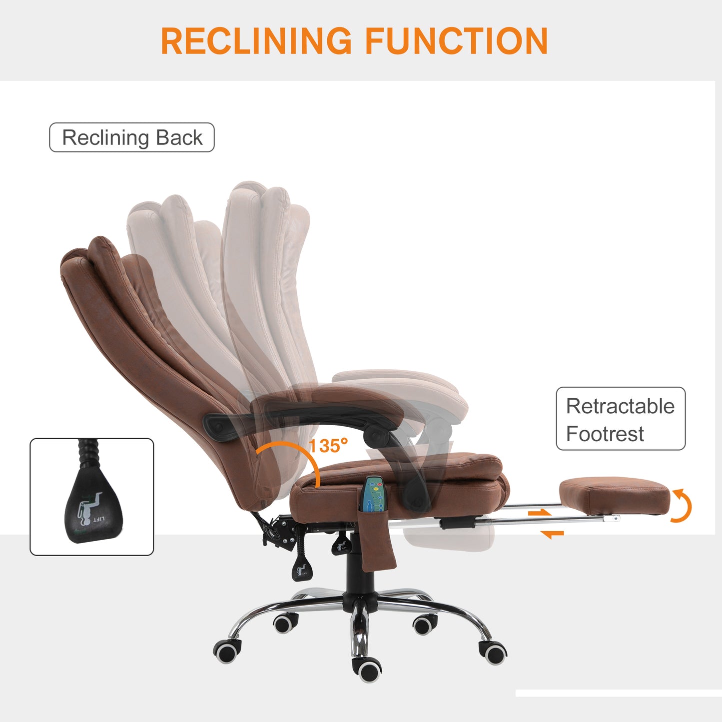 Fauteuil bureau massage vibrant repose-pieds rétractable