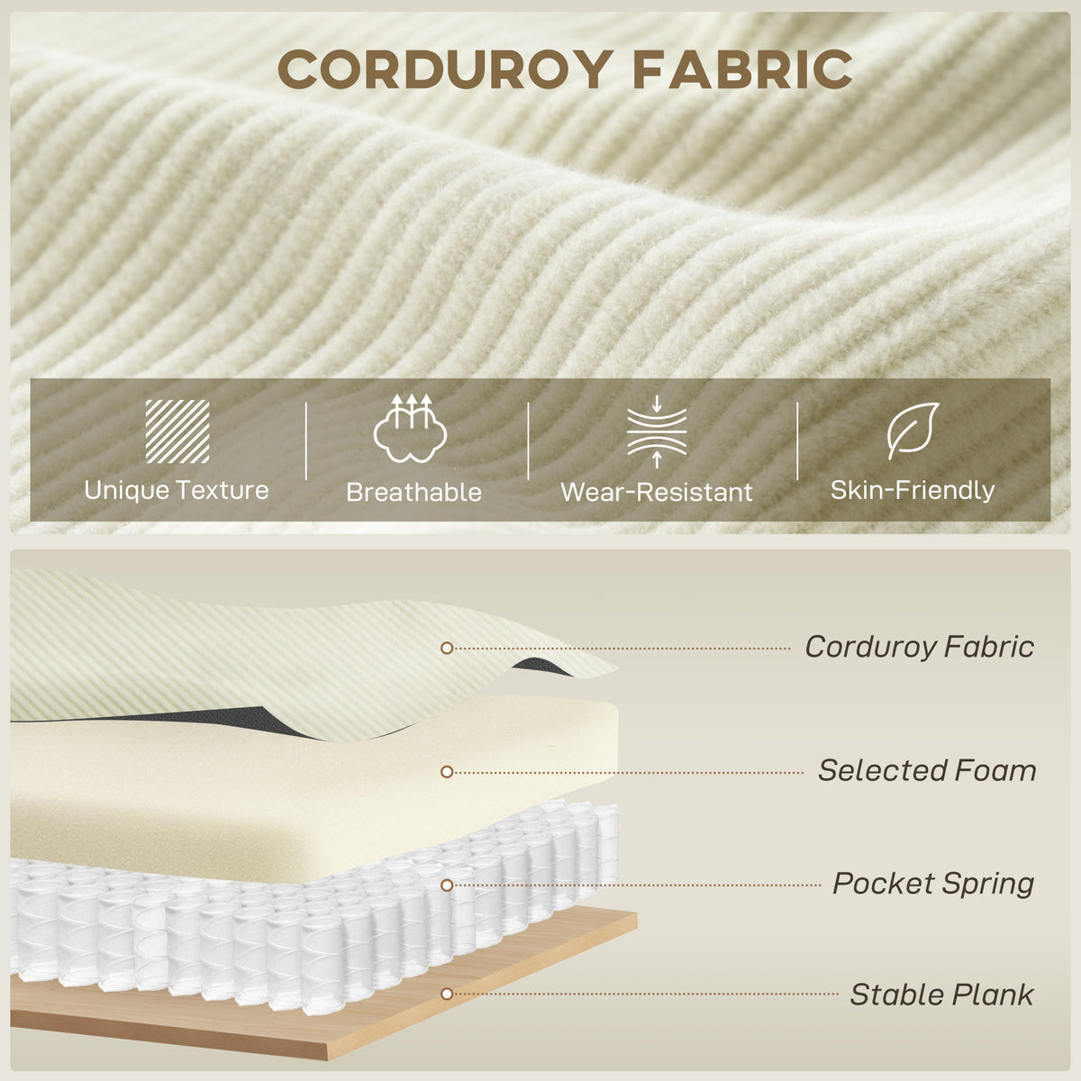 Divan d'angle en velours côtelé avec chaise réversible