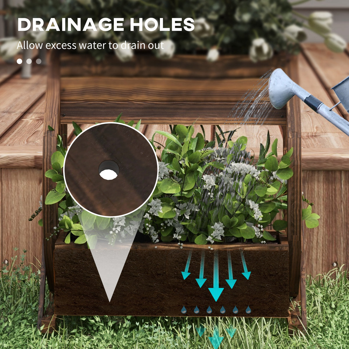 Jardinière surélevée deux étages en bois — chariot